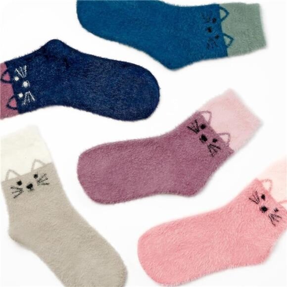 New 5 Pairs Fuzzy Soft Cozy Comfortable Socks for Women, Casual Sleep Comfy Sock - Picture 2 of 6
